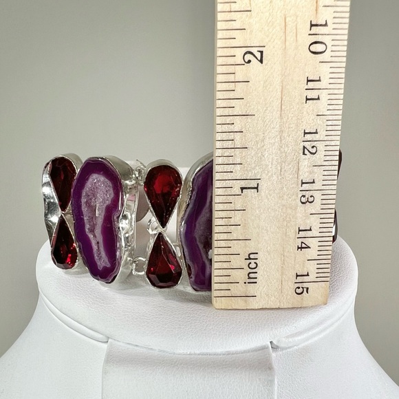 Solar Quartz Garnet 925 Large Gemstone Bracelet - Picture 5 of 6